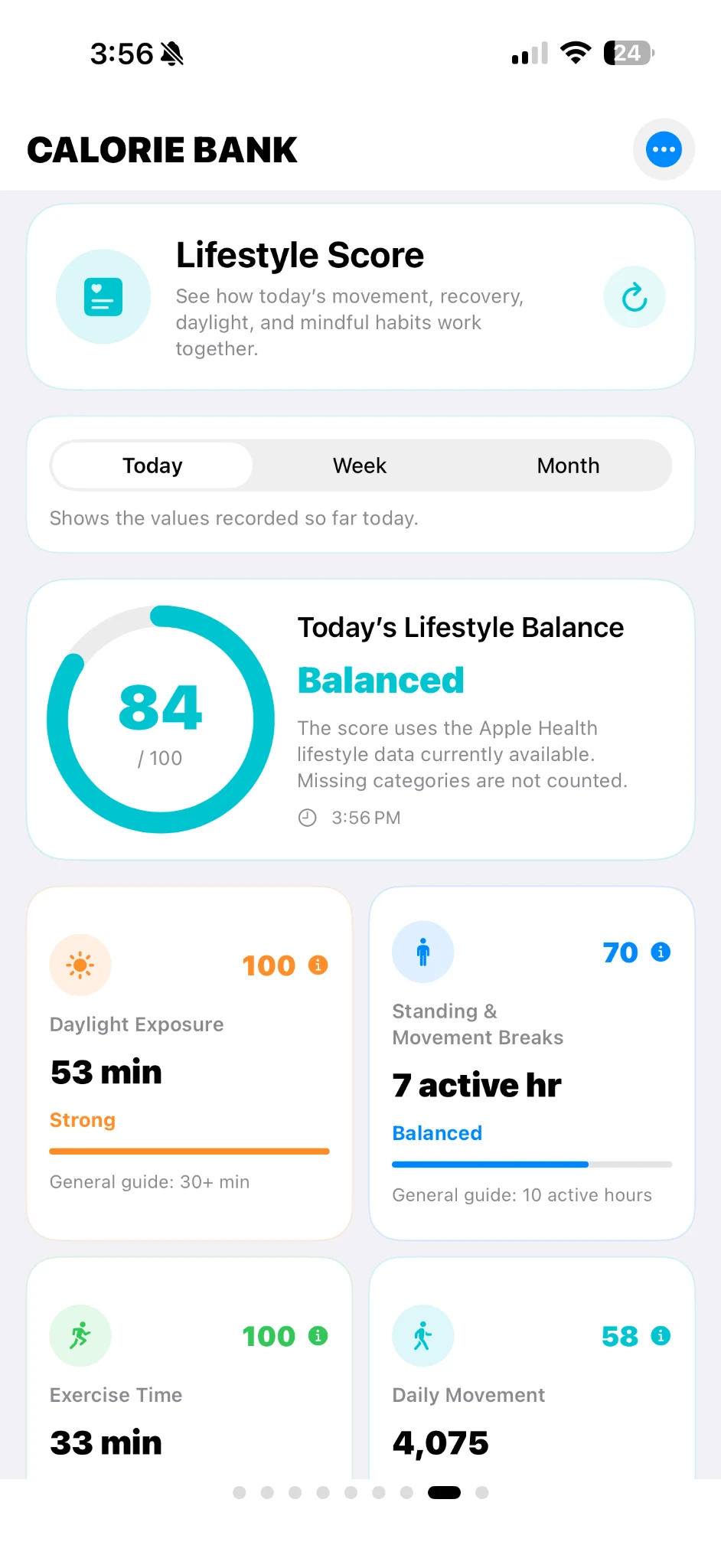 Lifestyle Score combining daylight, movement, standing and exercise